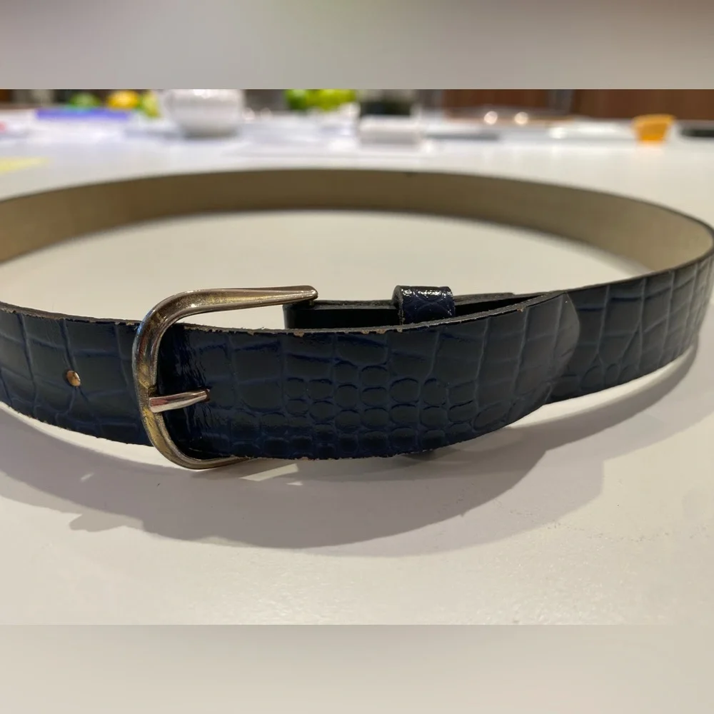 Blue Crocodile Embossed Belt